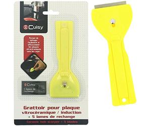 Promobo - Grattoir Pour Plaque Vitrocéramique Spécial Induction Avec 5 Lames de Rechange Vert