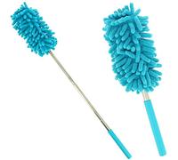 Promobo - Plumeau Chenille Télescopique Microfibre Rotatif Anti Poussière Bleu