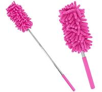 Promobo - Plumeau Chenille Télescopique Microfibre Rotatif Anti Poussière Rose