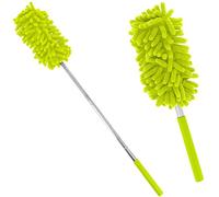 Promobo - Plumeau Chenille Télescopique Microfibre Rotatif Anti Poussière Vert