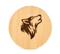 Promotech Décapsuleur en bois avec gravure loup en bambou - Décapsuleur magnétique avec motif tête de loup - Décapsuleur rustique pour bar à la maison, cuisine et idée cadeau