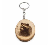 Promotech Der Dachs Porte-clés en bois gravé au laser fait à la main, Bois naturel, W5L5