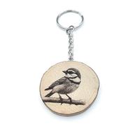 Promotech Mésange bleue faite à la main en bois gravé au laser, Bois naturel, W5L5