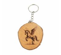 Promotech Pegasus Porte-clés - Porte-clés unique en bois naturel gravé au laser inspiré de la mythologie grecque