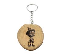 Promotech Pinocchio Porte-clés en bois fait à la main avec gravure au laser - Design naturel pour la vie quotidienne, le style et les amateurs de contes de fées