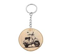 Promotech Scooter Porte-clés en bois gravé au laser fait à la main, Bois naturel, W5L5
