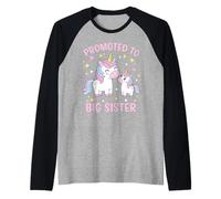 Promoted to Big Sister Girls Cute Unicorn Older Sister Manche Raglan