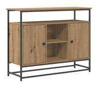 PROMOTION Buffet salle à manger,Commode Salon Artisan Chêne 100x35x80 cm Bois composite et Acier 96843 - BestMeuble