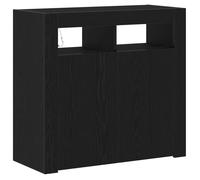 PROMOTION Buffet salle à manger,Commode Salon - avec éclairage LED, Chêne noir, 80x35x75 cm - Bois d'ingénierie 81212 - BestMeuble