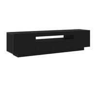 PROMOTION Buffet TV - Scandinave - avec éclairage LED noir chêne 160x35x40 cm - Bois d'ingénierie 40368 - BestMeuble