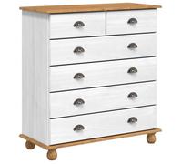 PROMOTION Commode ""ASKIM"" Blanche 91x40x95,5 cm - Bois de Pin Massif 71974 - BestMeuble