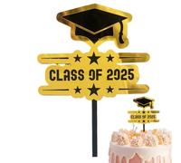 Promotion De La Classe De Vingt Vingt Cinq Décorations Pour Cupcakes | Thème De Remise Des Diplômes En Acrylique Décorations Pour Cupcakes - Accessoires Photo Et -dents Festifs Noir Et Or Pour Célébra