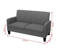 ""Promotion janvier"" Canapé à 2 places - MANGO - SOFA DOUBLE - 135x65x76 cm - Gris foncé SS281