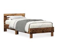 PROMOTION Lit 1 personnes - Cadre de lit sans matelas - avec éclairage LED - bois ancien 90x190 cm 18406 - BestMeuble
