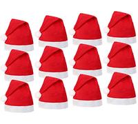 PROMOTION: Lot de 12 Bonnets de Père Noel mere Noël qualité Alsino (wm-32) Bonnet de Noel pas cher Coloris rouge et blanc avec pompon, taille unique convenable pour adultes et ados Prix de gros