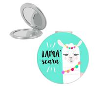 Promotion ! Miroir De Poche 'lama Mania' Vert (Lama'scara) - 6 Cm