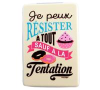 Promotion ! Miroir De Poche 'messages' Beige (Je Peux Résister À Tout Sauf À La Tentation) - 8. 5x5. 5 Cm