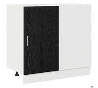 Promotion Noël）Élément Bas de Cuisine - 1 porte - Meuble de cuisine d'angle Riga Chêne noir 86x46x81,5cm 02_950444