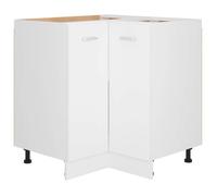 Promotion Noël）Élément Bas de Cuisine - Porte pratique - Armoire d'angle basse ""Lyon"" Blanc 75,5x75,5x81,5cm - bois d'ingénierie 02