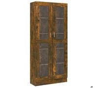 (Promotion octo)Bibliothèque - Placard Étagère de livres Armoire à vitrine Chêne fumé 82,5x30,5x185cm Bois ingénierie skd19824