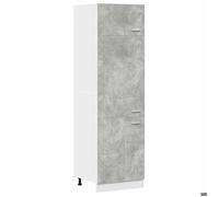 (Promotion octo)Meuble bas de rangement cuisine - Armoire réfrigérée ""Lyon"" Gris béton 60 x 57 x 207 cm Bois d'ingénierie 362253