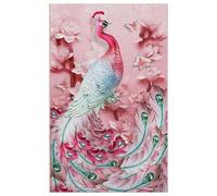 Promotion! Peinture Avec Diamant, Broderie Complète, Image Ronde Avec Strass, Décor De Maison, Paon Rose