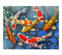 Promotion! Peinture De Diamant 5d De Carpe Koi Fish, Broderie Complète, Point De Croix Rond, Kit De Décoration En Strass, À Faire Soi-Même