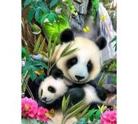 Promotion! Peinture Diamant Thème ""Mère Et Fils De Panda"", Broderie Complète 5d, Points De Croix, 3d, À Faire Soi-Même, Peinture Décorative Avec Strass