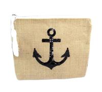 PROMOTION ! Trousse plate 'Boho' beige noir (Ancre Marine) - 22x19x1 cm Beige