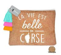 PROMOTION ! Trousse plate 'Corsica' blanc (La vie est belle en Corse) - 22x18 cm Blanc