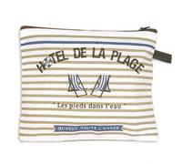 PROMOTION ! Trousse plate coton 'Cabourg - Hotel de la Plage' bleu beige - 20x16 cm Beige