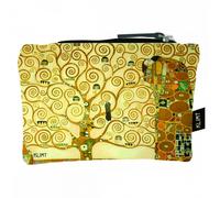 PROMOTION ! Trousse plate coton 'Gustav Klimt' (Arbre de vie) - 20x15 cm Jaune