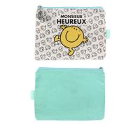 PROMOTION ! Trousse plate coton 'Monsieur Madame' vert (M Heureux) - 19x14 cm Vert