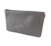 PROMOTION ! Trousse plate cuir pailleté 'Les Trésors De Lily' gris fumé - 20x13 cm Gris