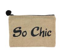 PROMOTION ! Trousse plate jute 'So Chic' noir beige - 19x13 cm Beige