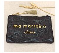 PROMOTION ! Trousse plate 'Ma Marraine chérie' noir - 17x10 cm Noir