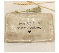 PROMOTION ! Trousse plate 'Ma Soeur, c'est la meilleure' doré - 17x10 cm Doré