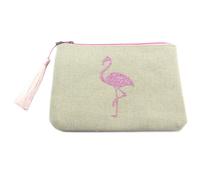 PROMOTION ! Trousse plate paillettée 'Flamant Rose' beige rose - 21. 5x15 cm Beige
