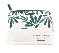 PROMOTION ! Trousse plate toile 'Jungle' vert beige - 18. 5x14. 5 cm Beige