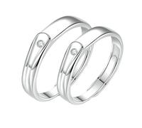 PROMPRESS RINGS GRAVED COULETS SAGNES POUR HOMMES ET LES FEMMES, Anneau d'éternité réglable pour couple Sterling, ronde avec des anneaux de promesse de zircone cubique