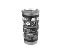 Prompt Engineer Étiquette d'avertissement sarcastique Gobelet isotherme en acier inoxydable double paroi