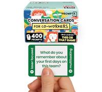 Prompta 400 Cartes de Conversation pour collègues - Jeu de Construction d'équipe 2 en 1 Amusant pour Le Travail - Cartes de Questions de 6,3 x 4,4 cm pour Apprendre à connaître Vos collègues et