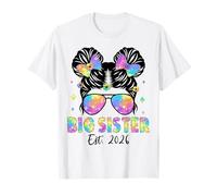 Promu Big Sister 2026 Becoming Big Sis Funny Messy Bun T-Shirt