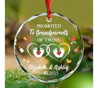 Promu chez les grands-parents de jumeaux en verre, ornements personnalisés pour sapin de Noël 2025, cadeaux pour les grands-parents, noms personnalisés pour les nouveaux grands-mères et grand-père