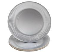PRONAPPE 10 Assiettes en carton rondes, 23 cm - Argent