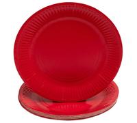 PRONAPPE 20 Assiettes en carton rondes, 23 cm - Rouge