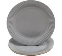Pronappe - Assiette - Taille 23 cm diameter - rond - jetable - gris (pack de 20) Gris