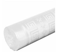 Pro Nappe - Réf R480001I - 1 Nappe jetable papier damassé en rouleau 100 M de long X 1,20 M de large - Couleur blanche - Papier damassé au motif universel chic et classique