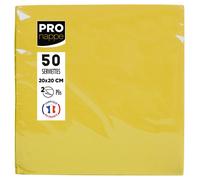 PRONAPPE Paquet de 50 serviettes cocktail micro-gaufrées ouate 2 plis - 20x20 cm - Jaune
