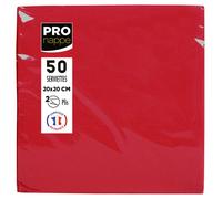 PRONAPPE Paquet de 50 serviettes cocktail micro-gaufrées ouate 2 plis - 20x20 cm - Rouge